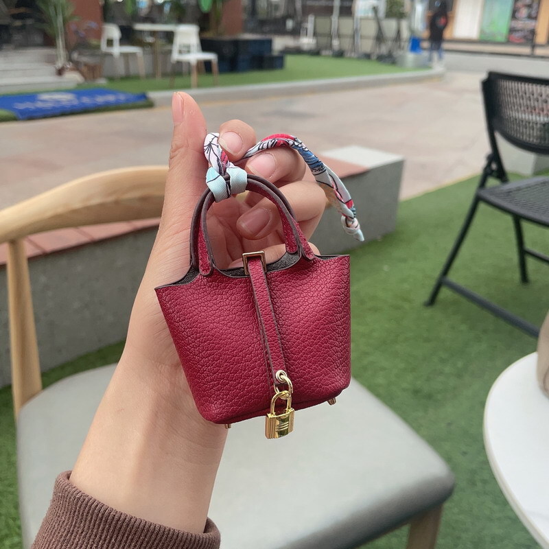 Mini Women Girl Leather Handbag Keychain Coin Purse Car Bag Charm for AirPodDs
