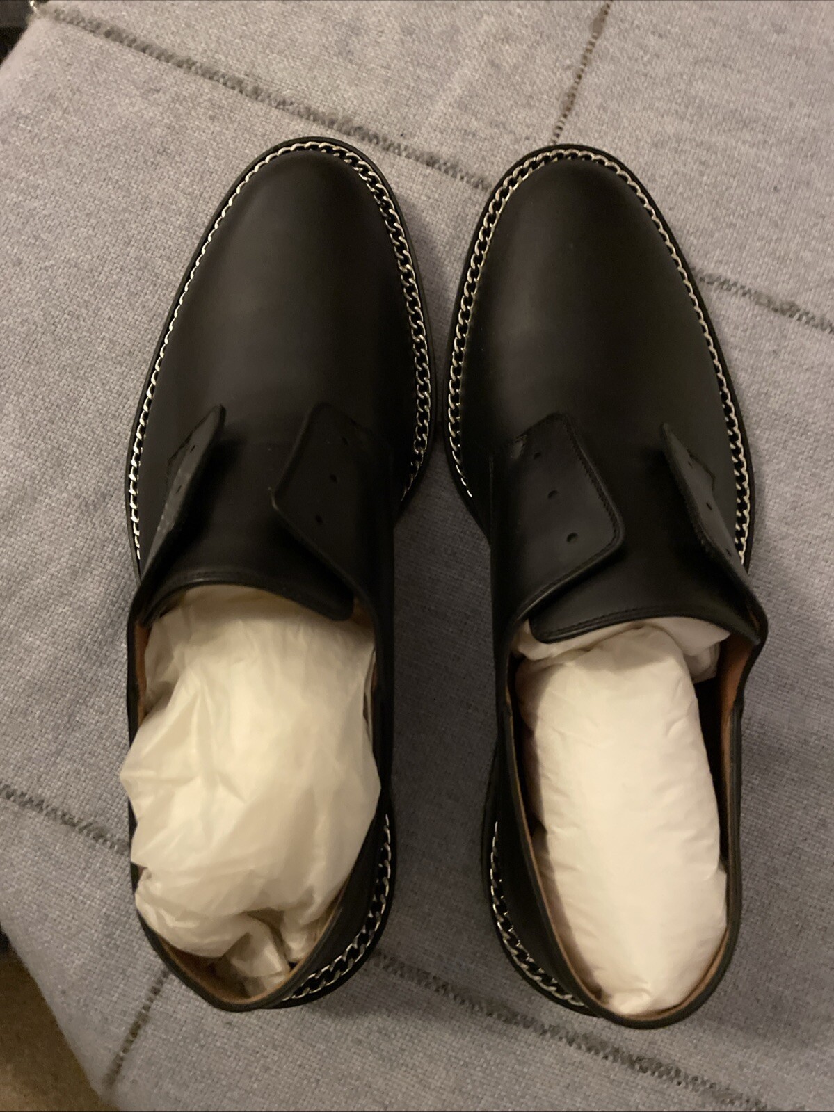 RRP £800 Givenchy Black Backless D Chain Derby laceless Loafer Flats Shoes SZ38. image 6
