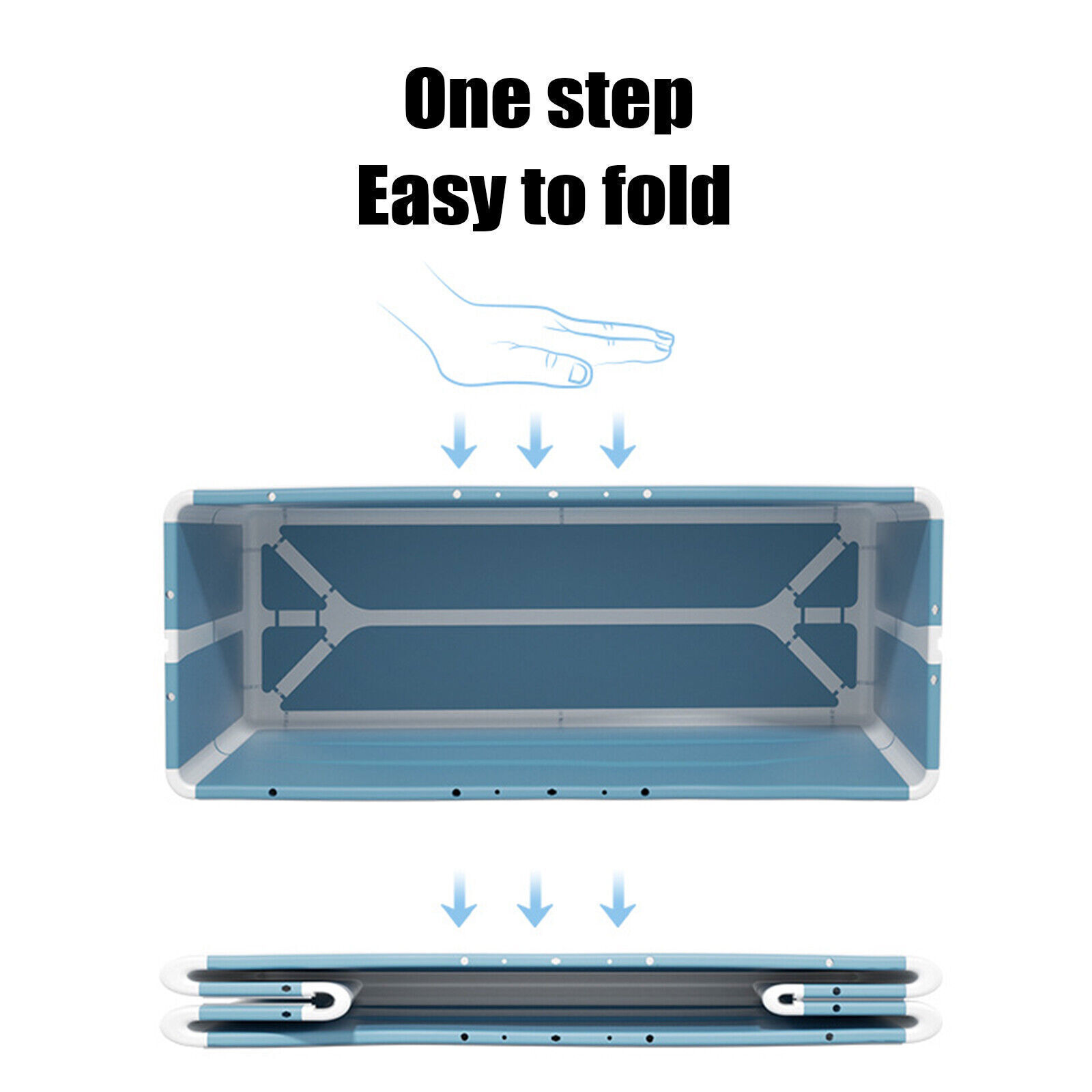 Blue Folding Adult Bathtub SPA Soaking Bath Bucket Water Tub Swimming Bucket