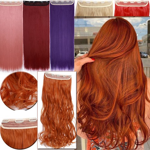 Clips In Half Head Hair Extensions Piece Curly Wave Hairpieces Orange Extra Long Ebay