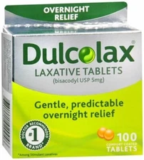 Dulcolax Bisacodyl USP 5mg Laxative Comfort Coated Tablets - 100 Count