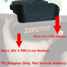 1x Adapter for WORX 20V USA Ver. 6-PIN Tools To Use for WORX 20V 4-PIN Battery