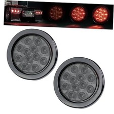 2 Pcs 4" Smoked Lens Red LED Round Marker Clearance Smoked Lens Red 2 Pcs 