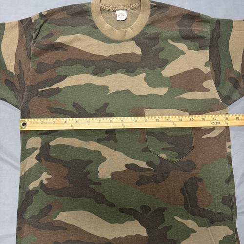 Vintage 50/50 Large Pocket T Shirt Woodland Camo - Picture 5 of 10