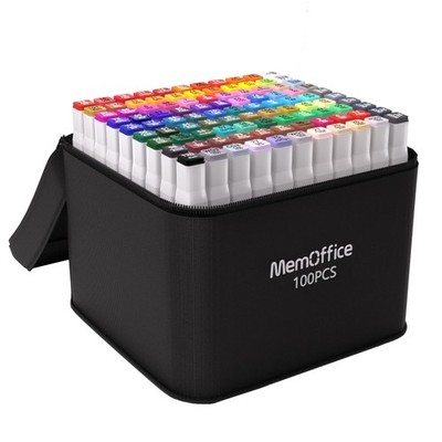 100 Colors Dual Tip Artist Alcohol Markers Set with Carrying Case - Perfect f...