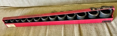 Wright Tool 6 Point Standard Impact Socket Set 13 Piece 1/2'' Drive SAE 415 - USA