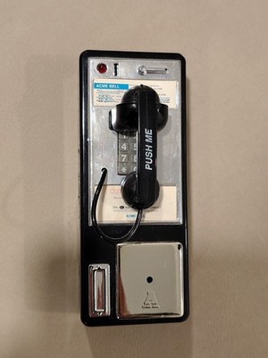 Acme Bell Miniature Wall Mount Payphone Telephone ''PUSH ME'' Magnet - no sound