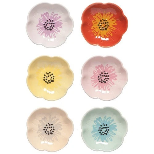 Now Designs Flower Shaped Pinch Bowls, Set of 6 (L140001)