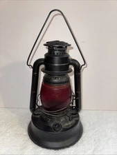 Vintage Dietz Little Wizard Lantern Kerosene Lamp Red Globe PG & E California