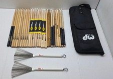 DW HANGING STICK BAG CARRYING PADDED W/ STICKS VIC FIRTH WB BRUSHES NEW SP BLACK