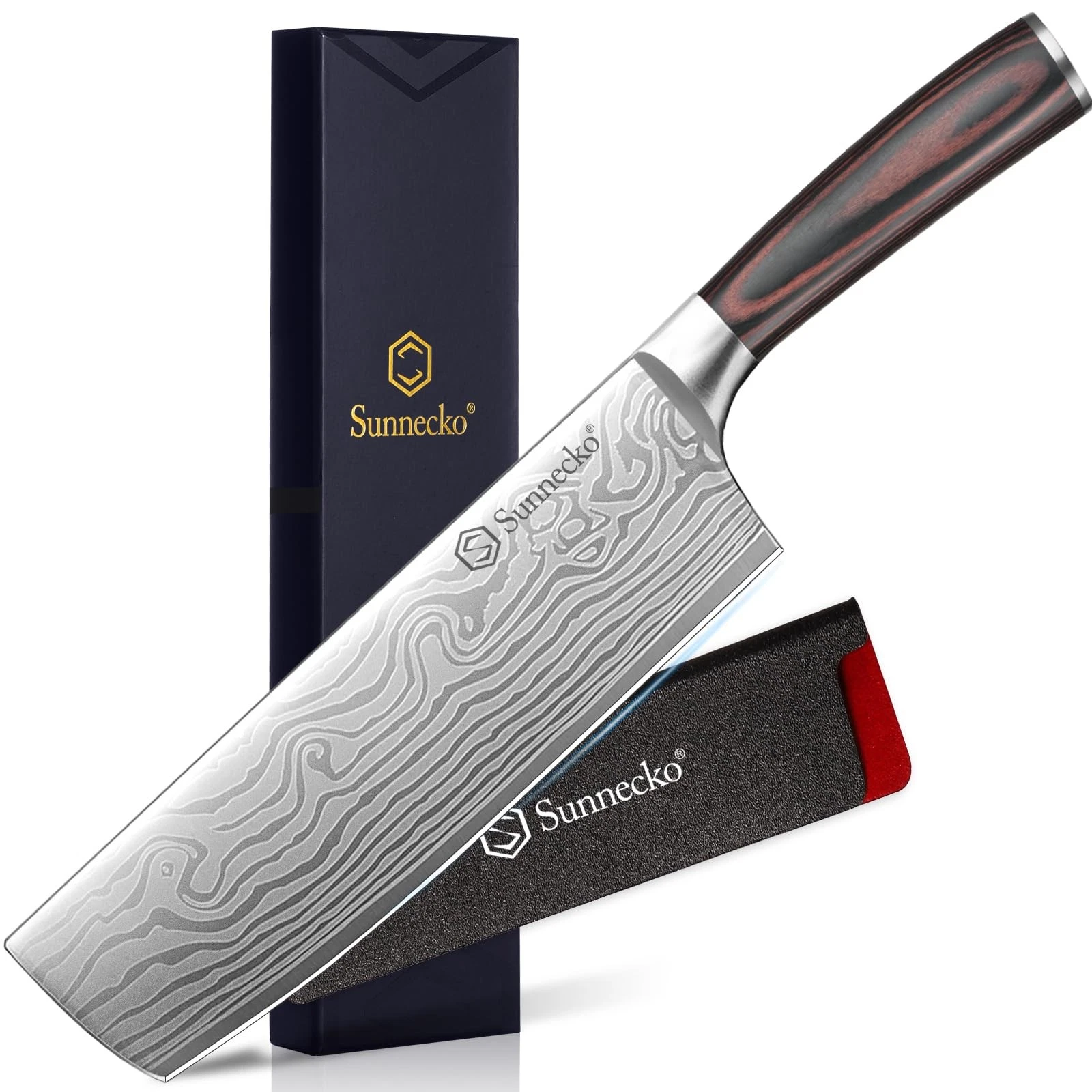 Japanese Nakiri 7 Inch - 15° Edge Carbon Steel Chef Full Tang Forged Blade Ve...