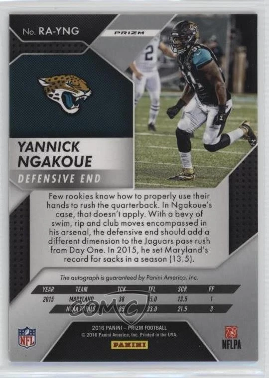 2016 Panini Prizm Rookie Auto Flash Prizm Yannick Ngakoue #RA-YNG Auto RC - Image 2 of 2