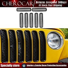 Black Front Grille Honeycomb Grill Inserts Cover Trim For Jeep Wrangler Tj 97-06 Black Front Grille Honeycomb Grill Inserts Cover Trim For Jeep Wrangler Tj 97-06