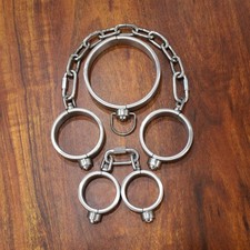 Metal Bondage Handcuffs Ankle Cuffs Neck Collar Kit Restraints BDSM for Women US