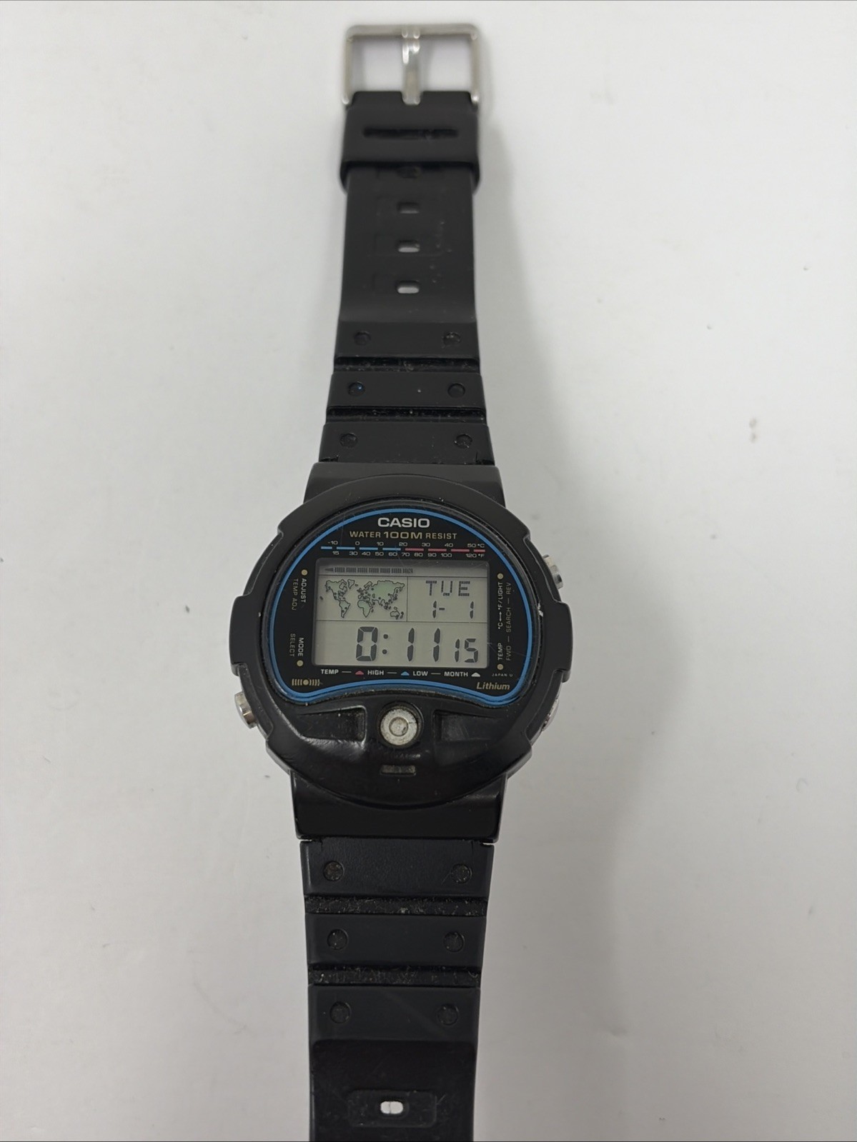 Resist Digital World 1985 Watch Time Rare Thermometer TS-100 Vintage 100m Casio - VintageWatches.PK Resist Digital World 1985 Watch Time Rare Thermometer TS-100 Vintage 100m Casio - vintagewatches.pk