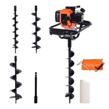 52cc Petrol Earth Auger / Fence Post Hole Borer + 3 Auger Bits + Extension Bit +