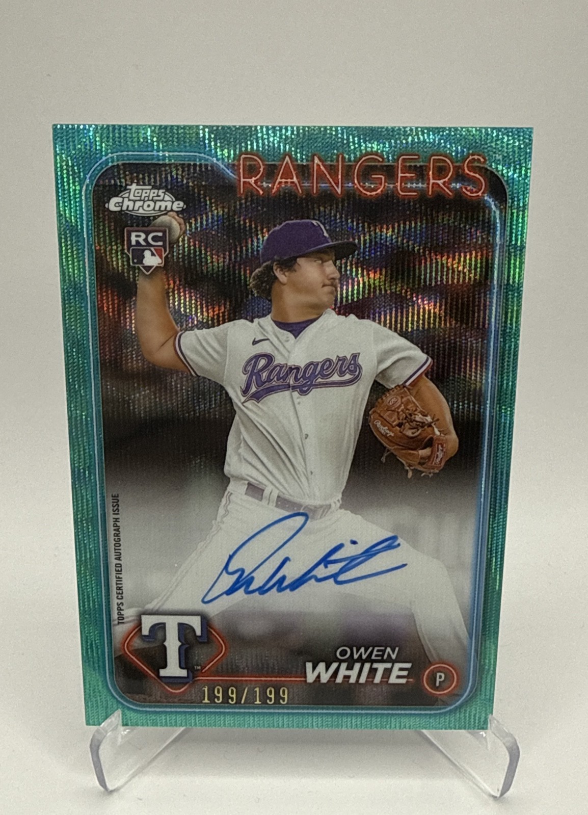 2024 Topps Chrome - Rookie Autographs Owen White #RA-OW Aqua Wave Refractor /199
