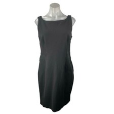 Ann Taylor Women's Black Sleeveless Boat Neck Mini Pencil Sheath Dress Size 12