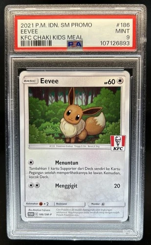 2021 Pokemon Indonesia KFC Promo Eevee Chaki Kids Meal #186 PSA 9 MINT