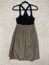 Gap Dress Womens 2 Black Brown Strappy Silk Blend Y2K Flowy Summer Pockets