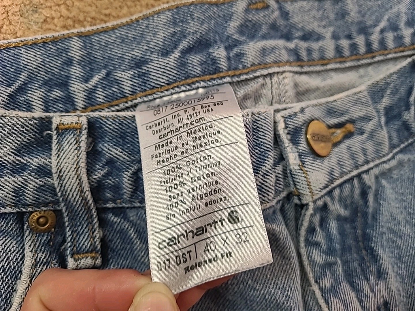 Carhartt Classic Relaxed Fit Men's Light Blue Jeans Pants Size 40x32 Distressed thumbnail 3