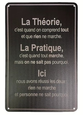 Wandschild Theorie, Praxis 20x30cm