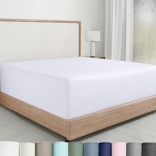 White Fitted King, Soft 100 Cotton Sateen, Deep Pocket, Durable All-Around E...