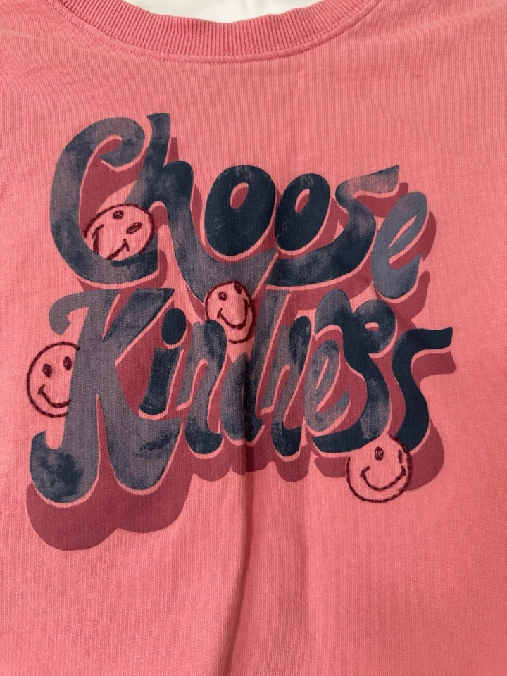 OshKosh B’gosh Kids Size 8 Cropped Sweatshirt Long Sleeve “Choose Kindness” Pink - Image 2 of 4