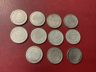 Niederlande 11 x 10 Cents 1903 1921 Silber