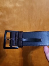 Vintage Yves Saint Laurent Black wide jeans belt, fits size 26 in, to 30 in.