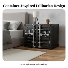 Shipping Container Nightstand Internal Shelf Accent Storage Cabinet for
