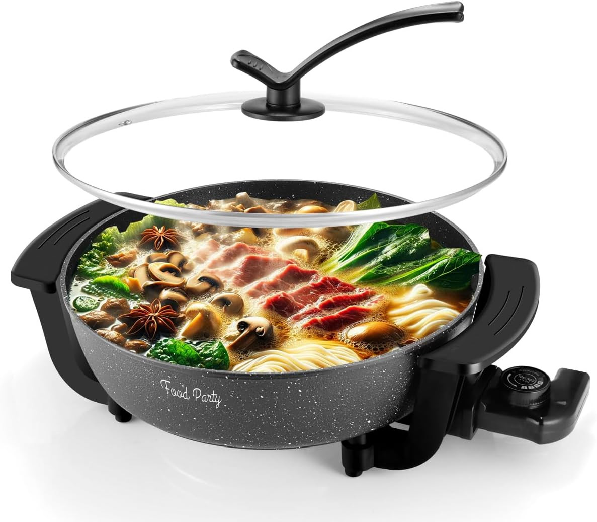 Electric Hot Pot Skillet Hotpot Pot Electric Cooker Shabu Shabu Pot 110V Non-Sti