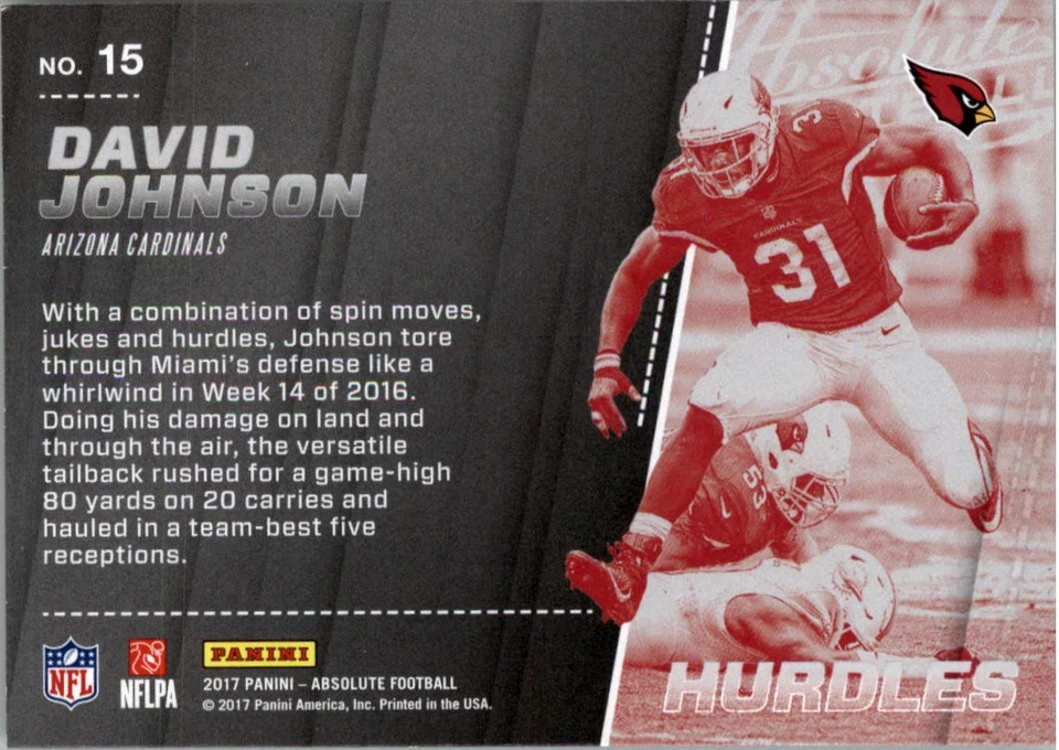 2017 Absolute Hurdles Retail #15 David Johnson - FB - Image 2 of 2