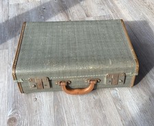 Vintage Dogstooth Childs Suitcase Travel Luggage 1950s
