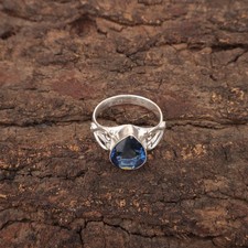 925 Silver Natural London Blue Topaz New Band Birthday Ring Jewelry US All Size