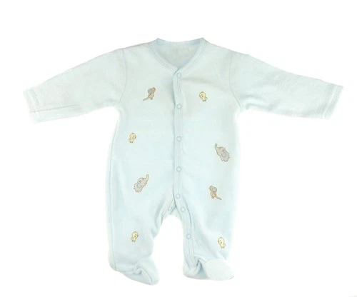 Baby All-in-One Romper Cotton Velour – Blue Elephant Mouse 0-3 Months