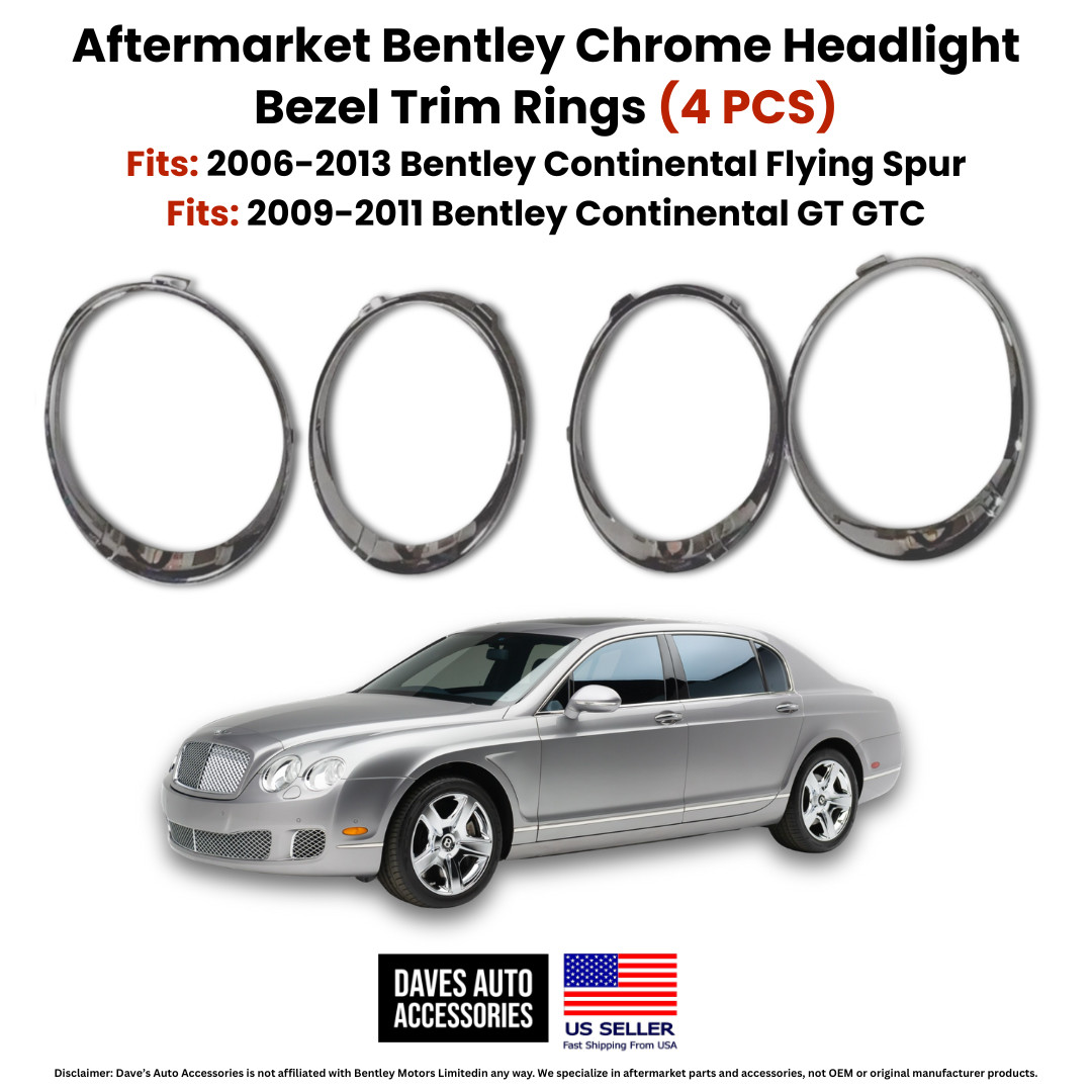Bentley GT GTC 2009-2011 Headlight Chrome Bezel Trim Replacement