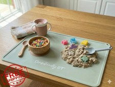 Sensationally OT Silicone Placemat Toddler Non-Slip Easy Clean Green