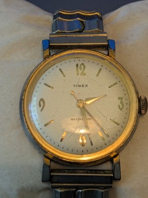 Vintage Mens 1959 Timex Marlin 35mm Manual Watch Running Good Condition Art Deco
