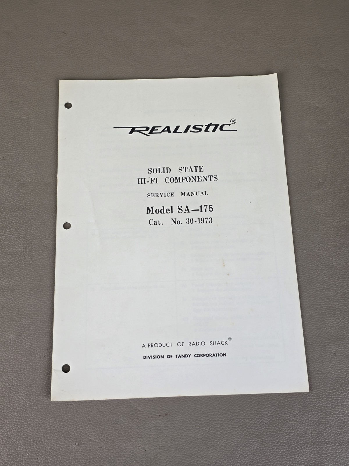 Realistic SA-175 Service Manual D-6341