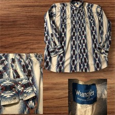 Wrangler Brushpopper Shirt Mens XXL Aztec Cowboy Cut VTG 90s vintage Pearl Snap