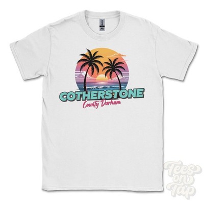 COTHERSTONE COUNTY DURHAM T-SHIRT - Retro Miami Style lustig UK Sommer Parodie