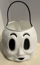 Vintage Halloween Blow Mold Ghost Candy Pail Bucket Made In USA EC Clean