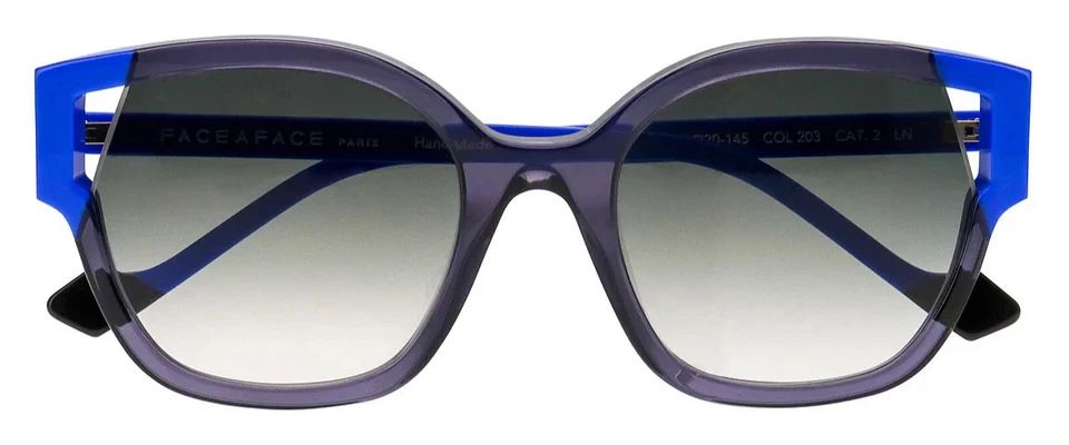 NEW FACE A FACE SPLIT 2 COL 203 CRYSTAL BLUE/GREY GRADIENT LENS SUNGLASSES 53-20 - Image 3 of 4