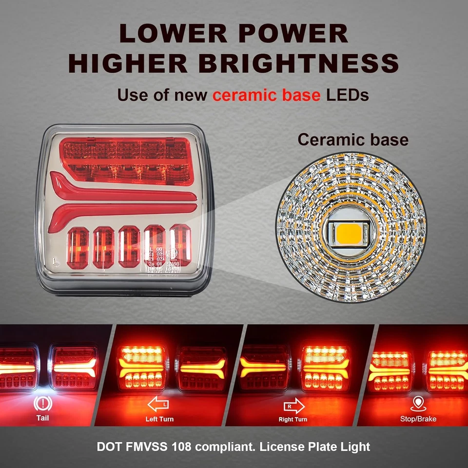 Wireless Trailer Lights Magnetic LED Tow Light Kit Rechargeable - Truck RV Boat - Image 3 of 4