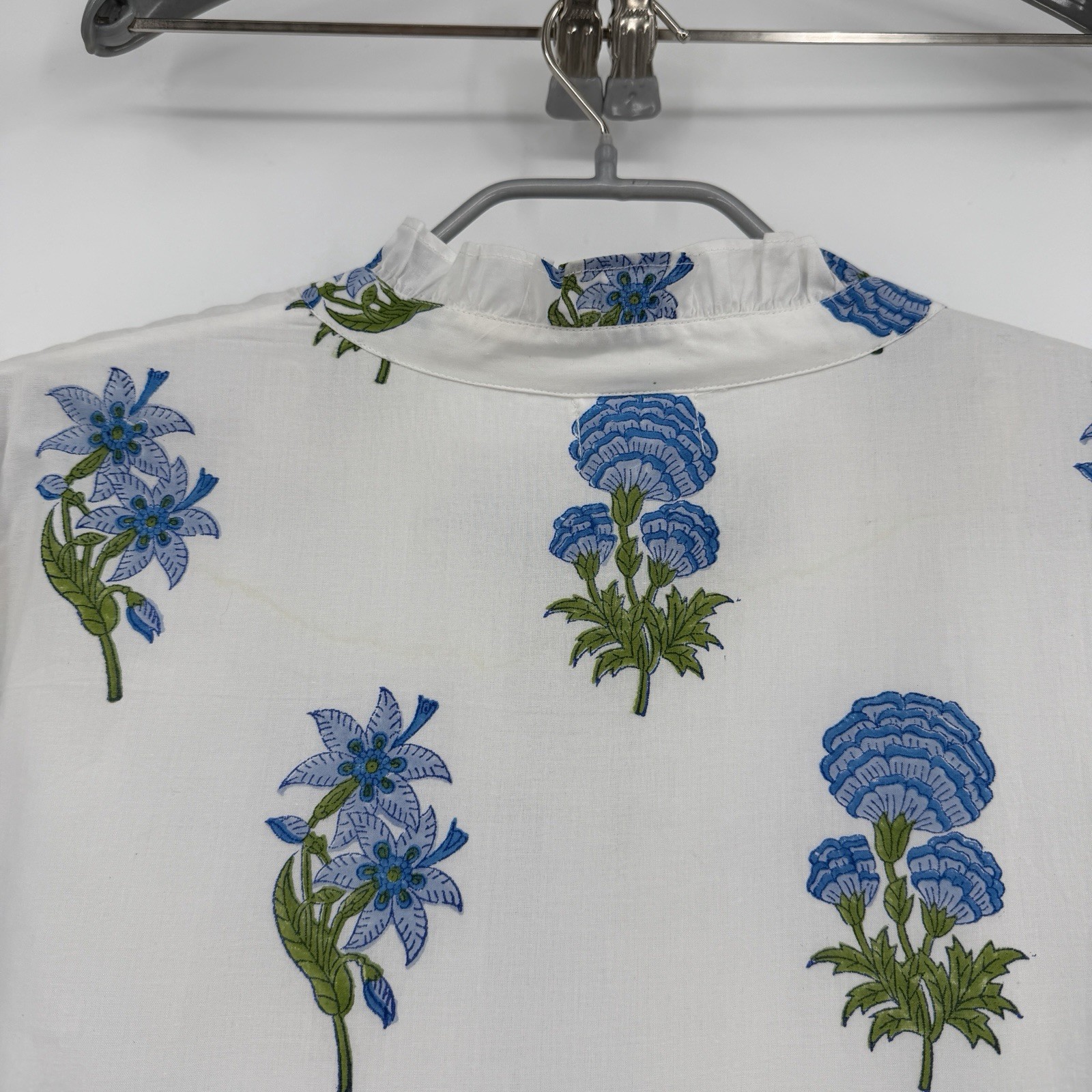 Pink City Prints Cobalt Lilly Panama Dress Size L Large Belted Cotton Maxi Shirt