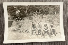Vintage Photo Of Group Of WW2 Soldiers Sitting Outside