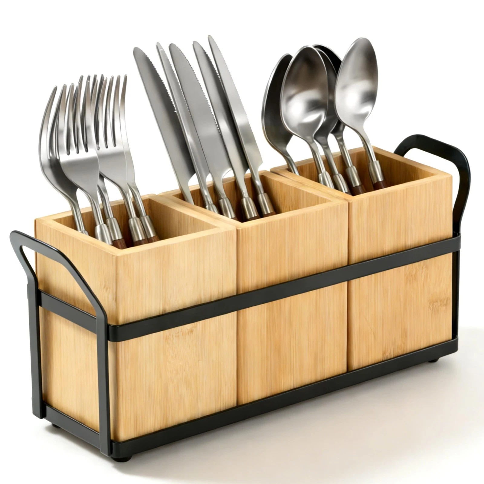 Utensil Holder for Kitchen Countertop, 3 Compartments Detachable Utensils Cad...