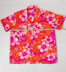 Vtg 70s Hai Alai Neon Dayglo Pink Orange Hibiscus Nylon Hawaiian-style Shirt L — photo 7
