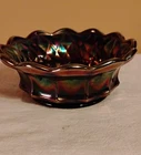 Vintage FENTON CARNIVAL GLASS IRIDESCENT AMETHYST Grape Leaf Candy/Nut Bowl 6”